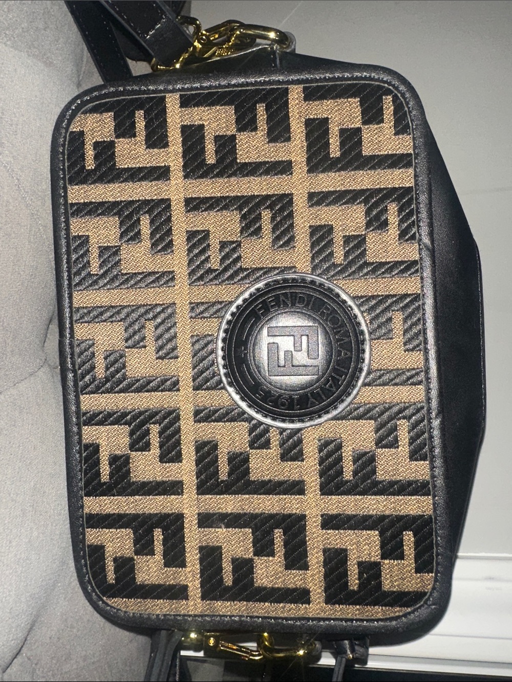 Black & Tan FF Monogram Cross Body Bag
